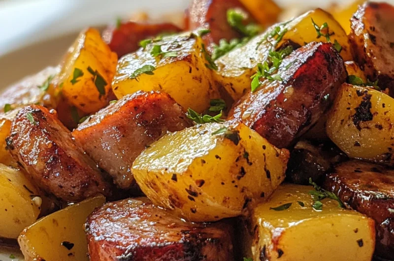 Sweet and Savory Glazed Sausage and Potatoes Recipe Card