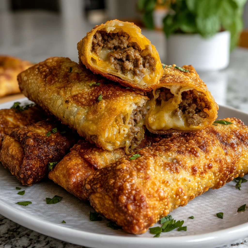 Air Fryer Cheeseburger Egg Rolls