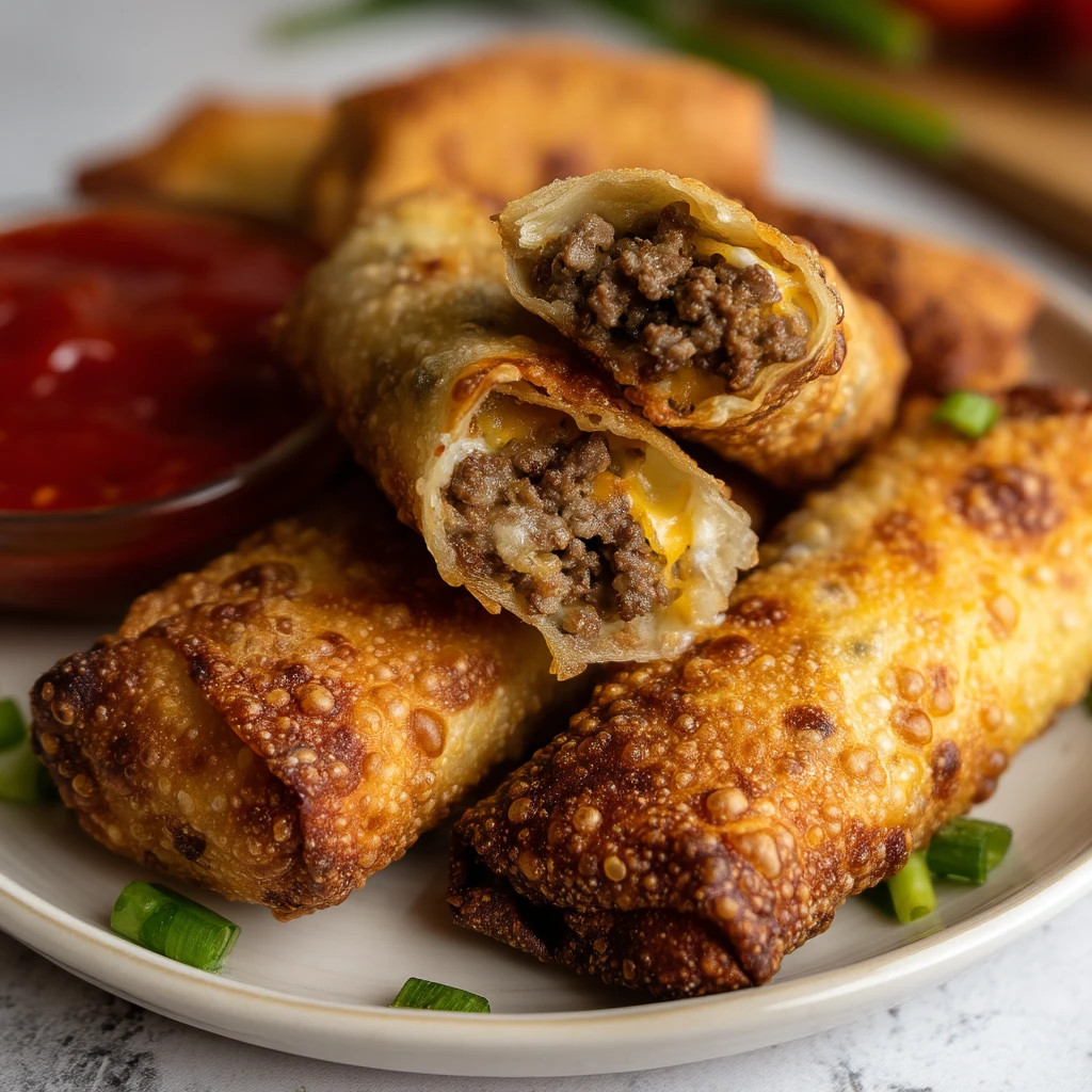 Air Fryer Cheeseburger Egg Rolls