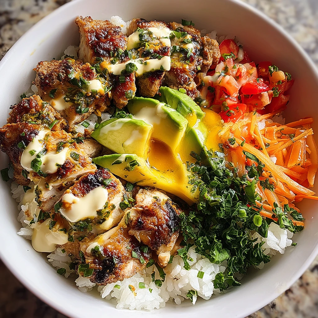 Grilled Chicken Avocado Rice Bowl