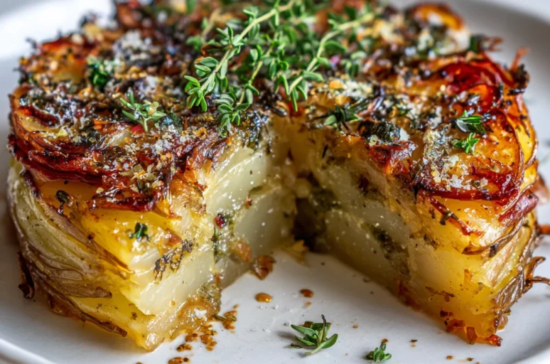 Crispy Balsamic Thyme Potato Torte Recipe Card
