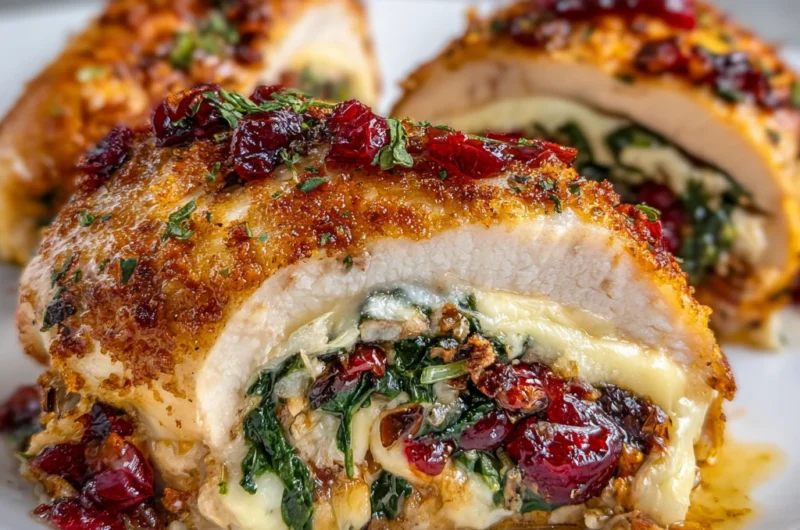 Cranberry & Spinach Stuffed Chicken Breasts with Brie Recipe Card