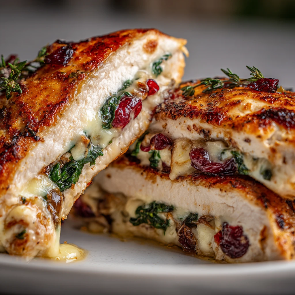 Cranberry & Spinach Stuffed Chicken Breasts with Brie