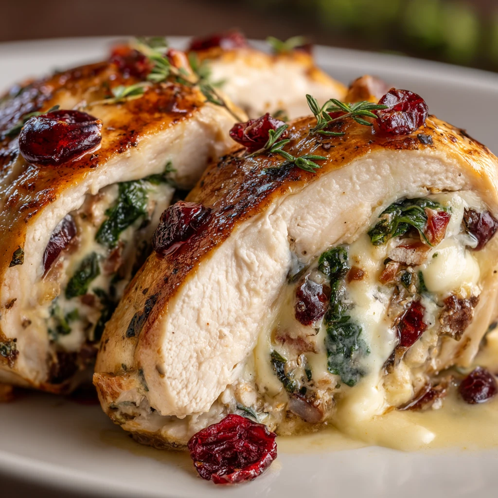 Cranberry & Spinach Stuffed Chicken Breasts with Brie