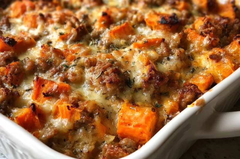 Ground Turkey Sweet Potato Bake Recipe Card