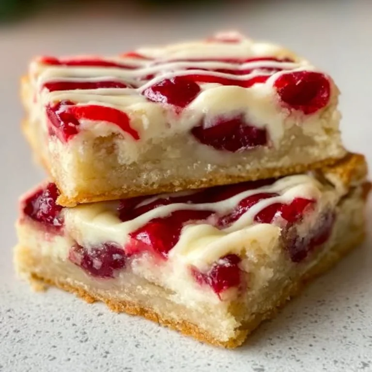 Delicious homemade Christmas Cherry Bars with a luscious cherry filling and festive appearance.