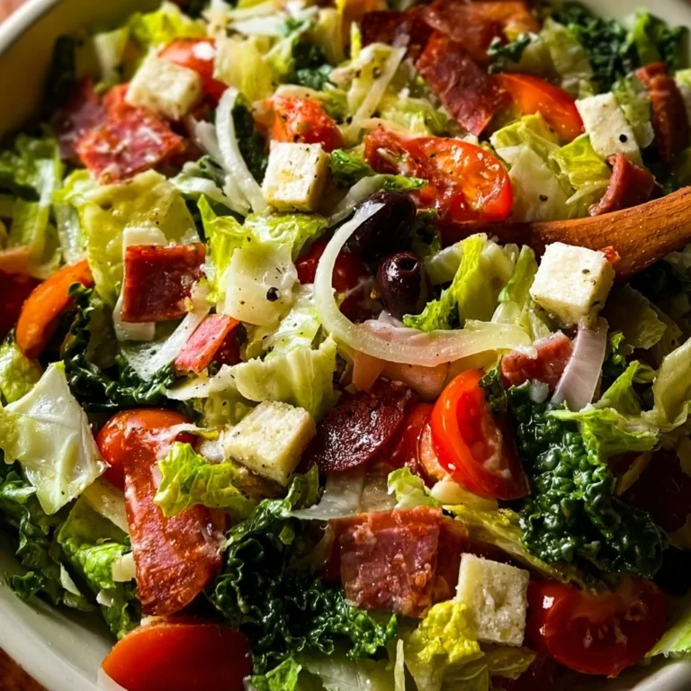 Colorful Italian Chopped Salad with fresh veggies and dressing