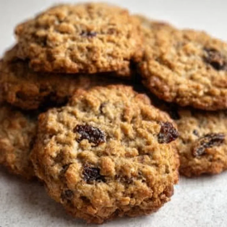 Freshly baked oatmeal raisin cookies on a cooling rack