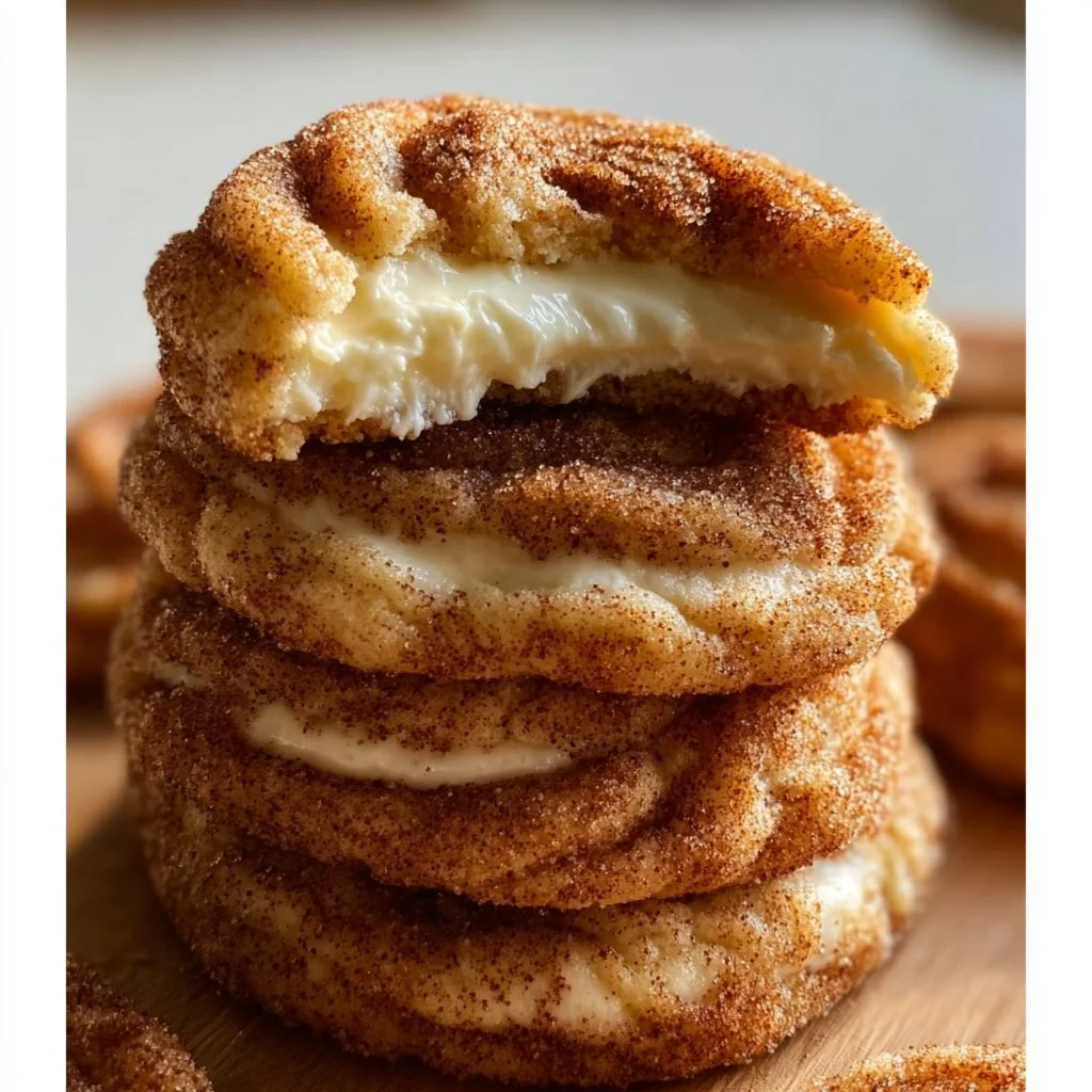 Delicious Churro Cheesecake Cookies with cinnamon and creamy cheesecake filling