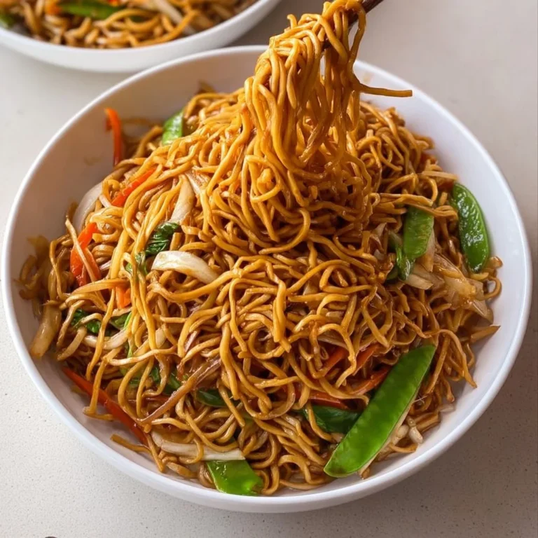 Delicious classic chow mein with crispy noodles and fresh vegetables