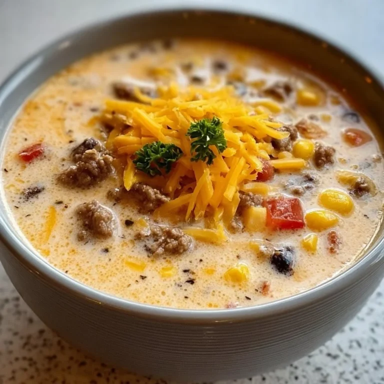 Bowl of creamy Cowboy Soup garnished with herbs, perfect for cozy dinners.