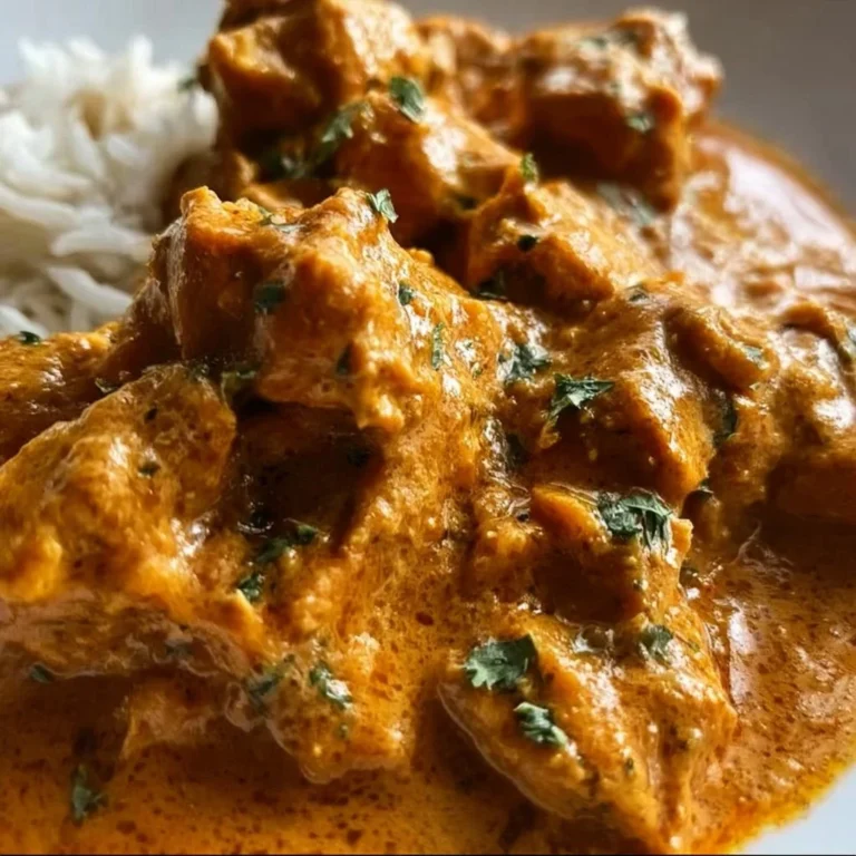 Delicious crockpot butter chicken served in a bowl with fresh herbs