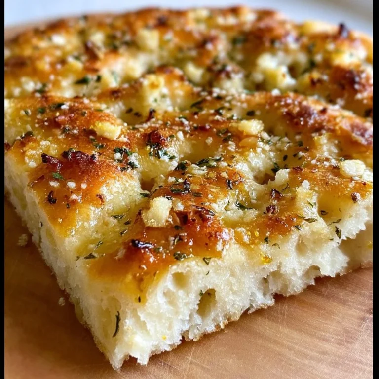 Delicious Garlic Parmesan Focaccia topped with spicy hot honey
