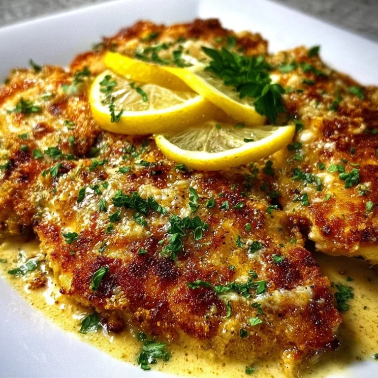 Delicious Lemon Chicken Romano served with fresh herbs and a lemon slice.