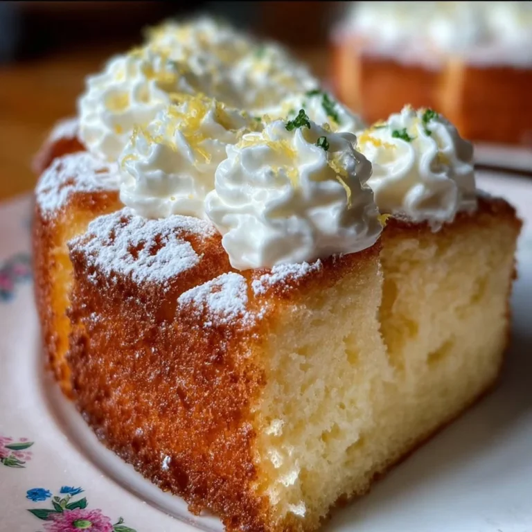 Lemon Cloud Cake topped with fresh lemon zest and whipped cream, a spring dessert delight