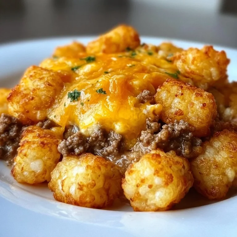 Delicious Tater Tot Casserole with Ground Beef served on a plate