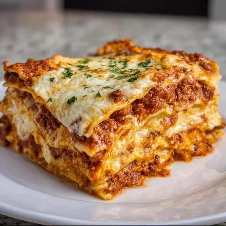 Deliciously layered slice of the world's best lasagna filled with cheese and sauce