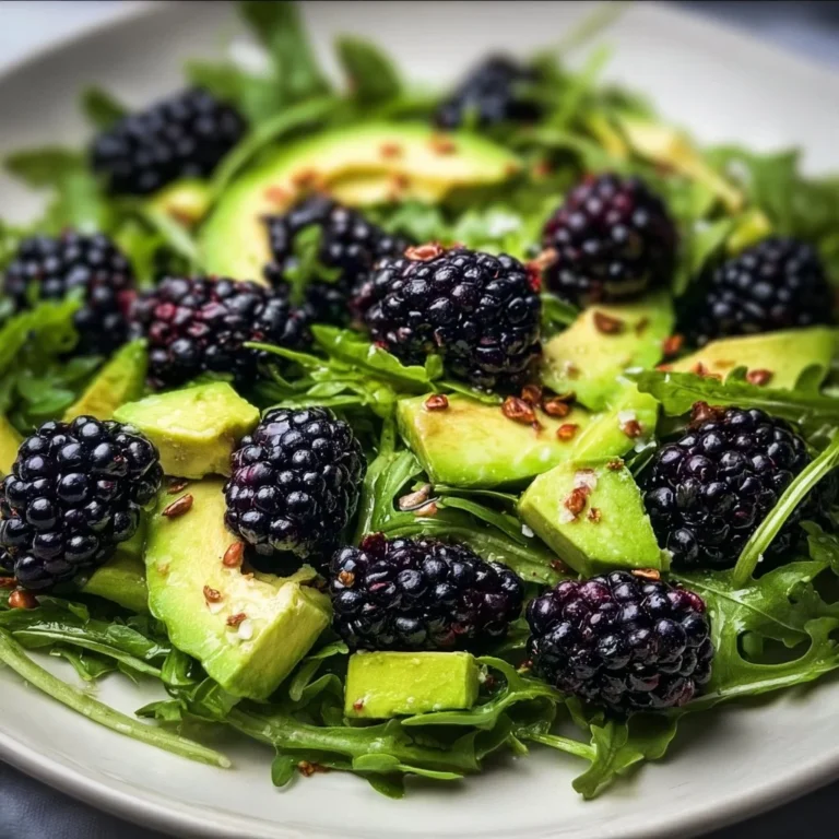 Fresh Blackberry Avocado Arugula Salad with vibrant colors and healthy ingredients