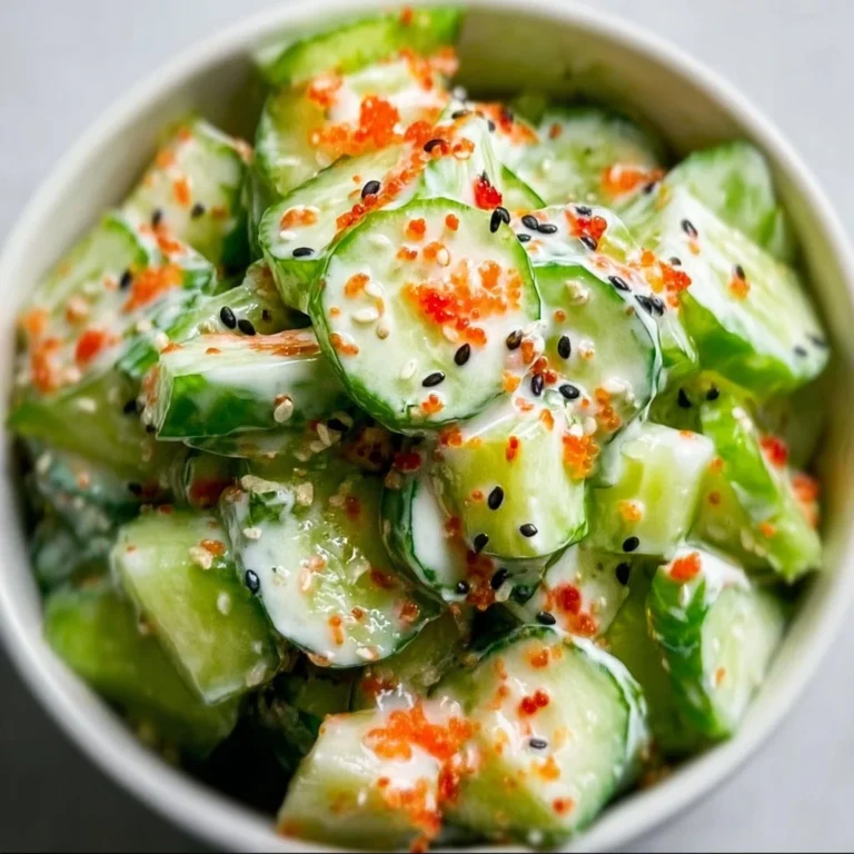 California Roll Cucumber Salad with fresh vegetables and sesame seeds