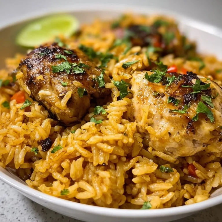 Delicious Caribbean Chicken and Rice dish served with tropical flavors.