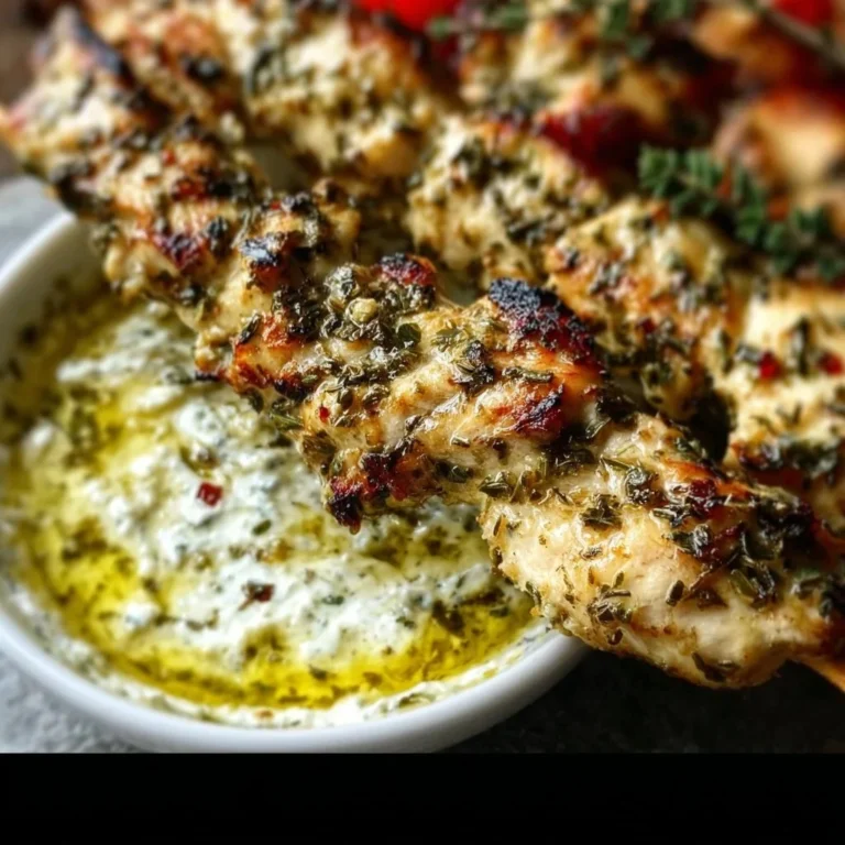 Delicious Chicken Souvlaki skewers marinated for flavor and tenderness.