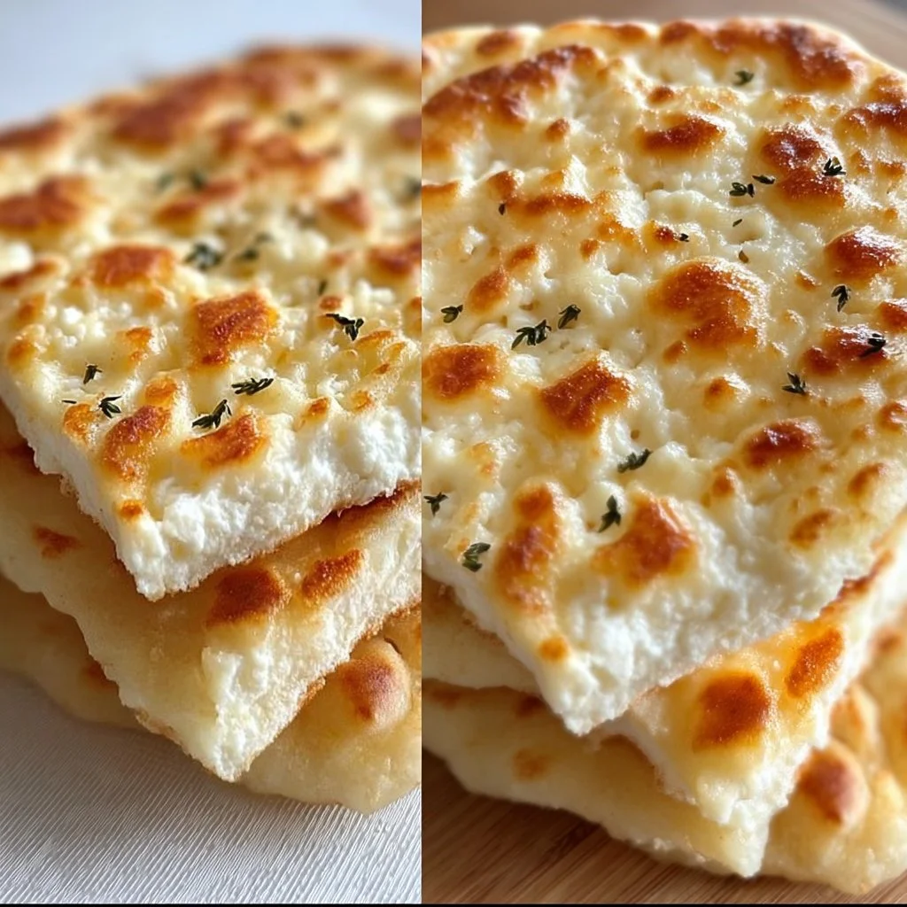 Homemade Cottage Cheese Flatbread served with fresh toppings