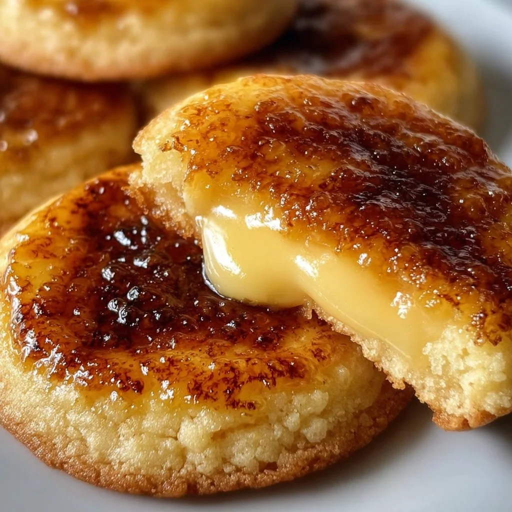 Delicious Crème Brûlée Cookies topped with caramelized sugar