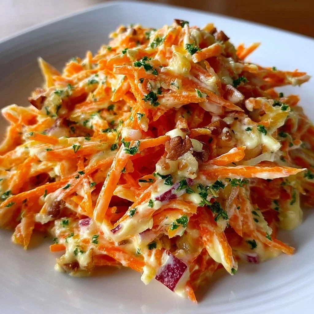 Crunchy Apple Carrot Salad with Creamy Citrus Dressing served in a bowl
