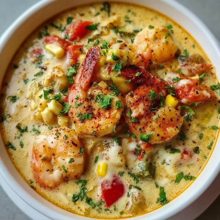 Delicious bowl of easy creamy seafood and shrimp chili