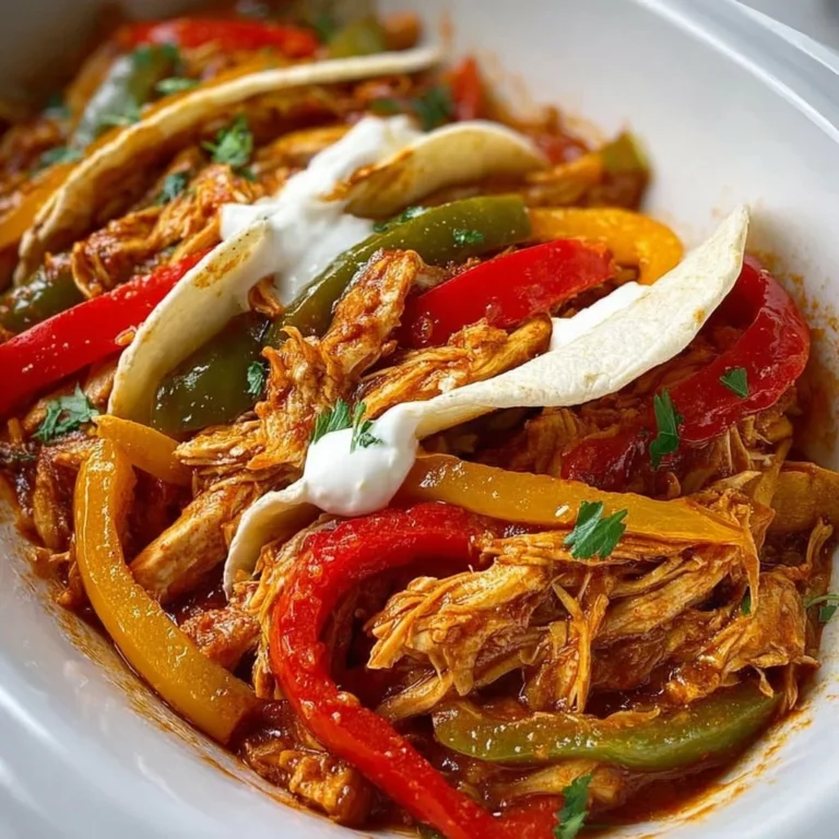 Delicious easy Crockpot chicken fajitas served with colorful peppers and onions