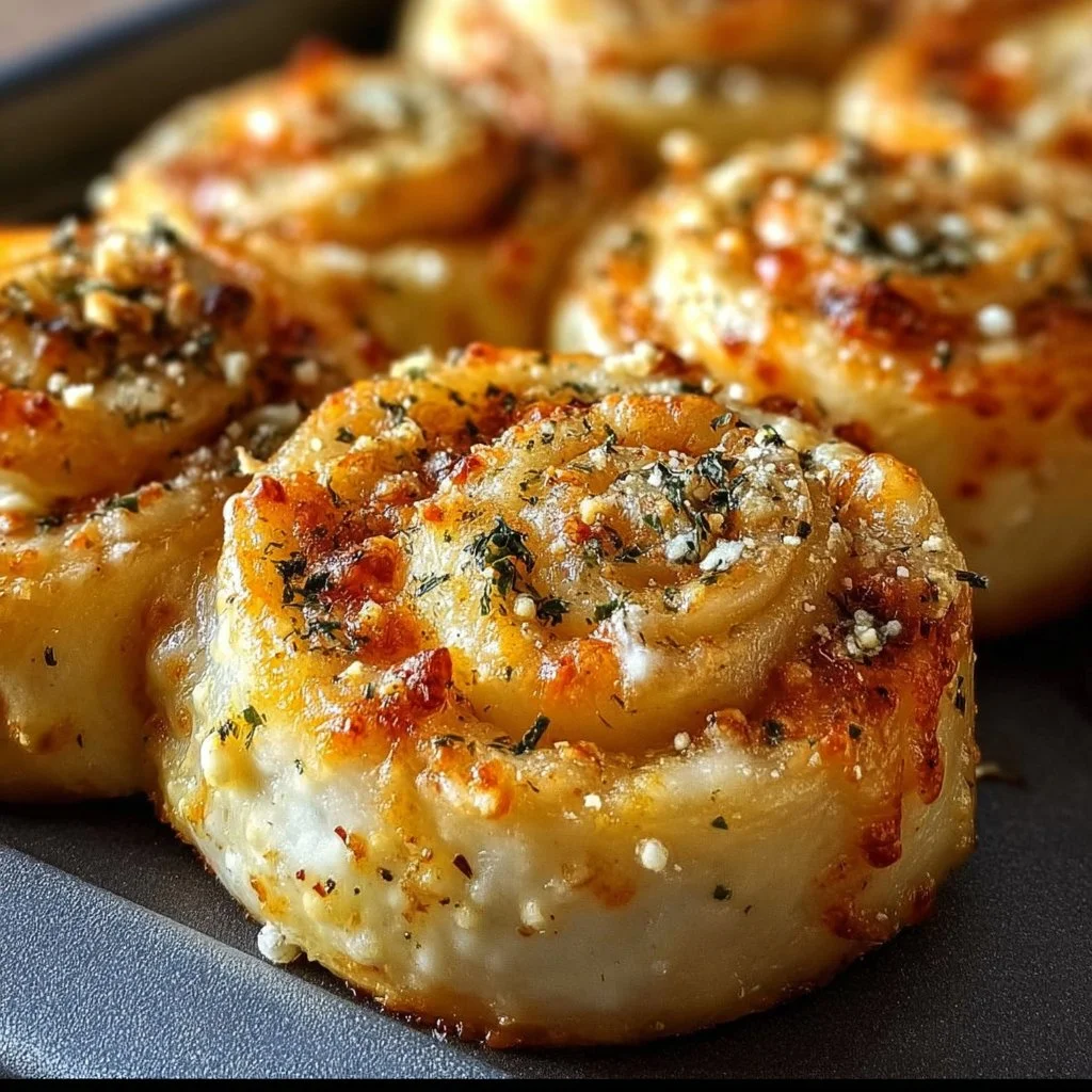 Delicious Garlic Parmesan New York pizza rolls hot and ready to enjoy.