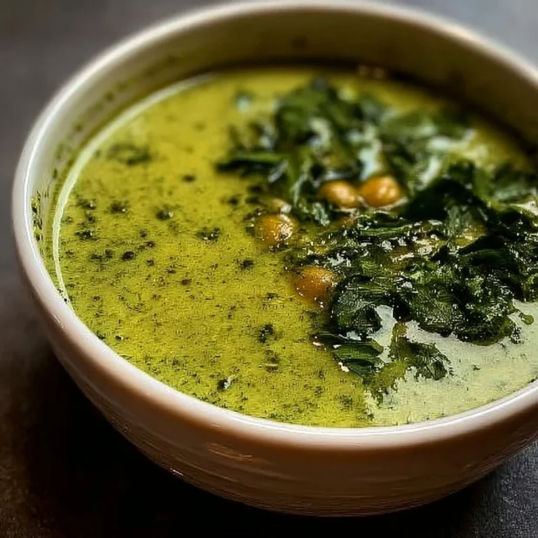 Bowl of Green Goddess Herb Soup filled with fresh herbs and vibrant greens.