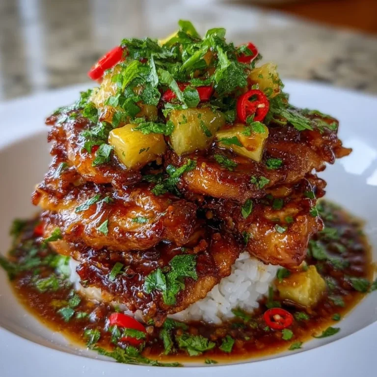 Delicious Hawaiian Chicken Stack with tropical flavors and vibrant ingredients