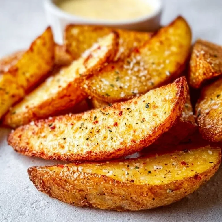 Delicious homemade potato wedges served with dipping sauce