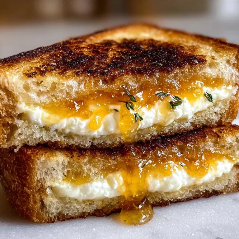 Goat cheese grilled cheese sandwich drizzled with honey on a rustic plate