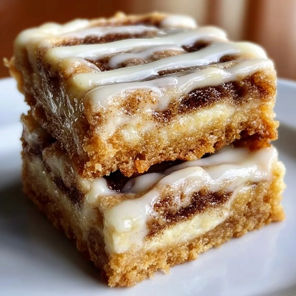 Delicious cinnamon roll bliss bars ready to indulge in