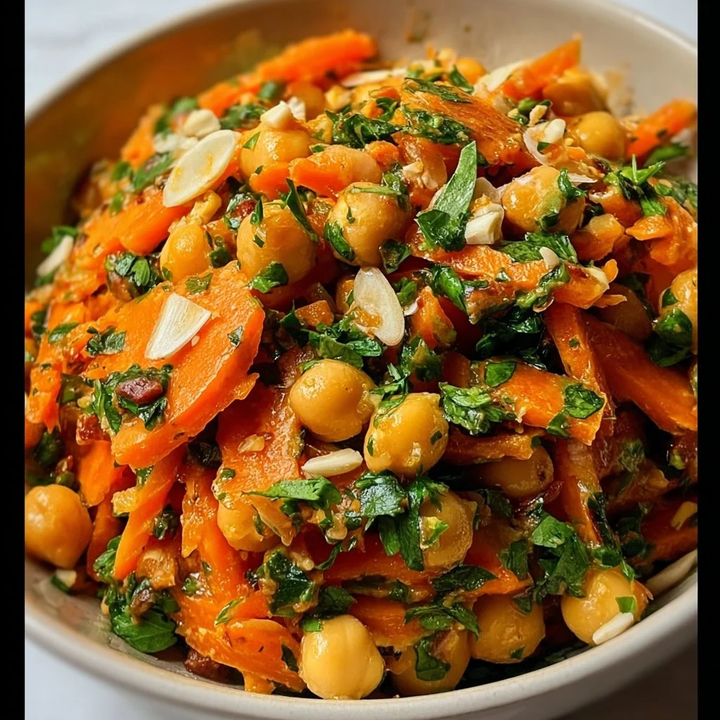 Moroccan Carrot and Chickpea Salad with vibrant colors and healthy ingredients