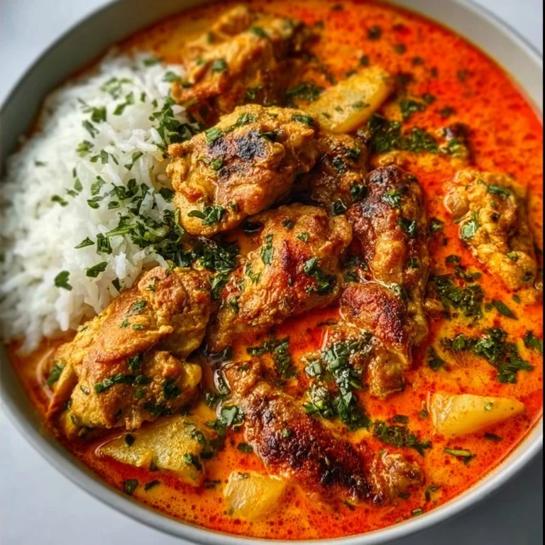Delicious bowl of Nigerian chicken stew with vibrant vegetables and spices