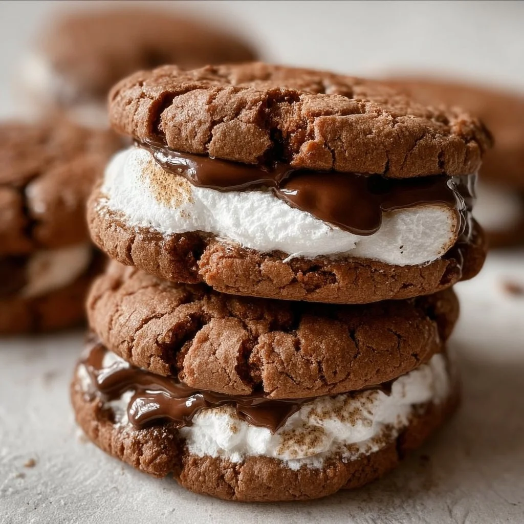 Nutella marshmallow cookies freshly baked on a cooling rack