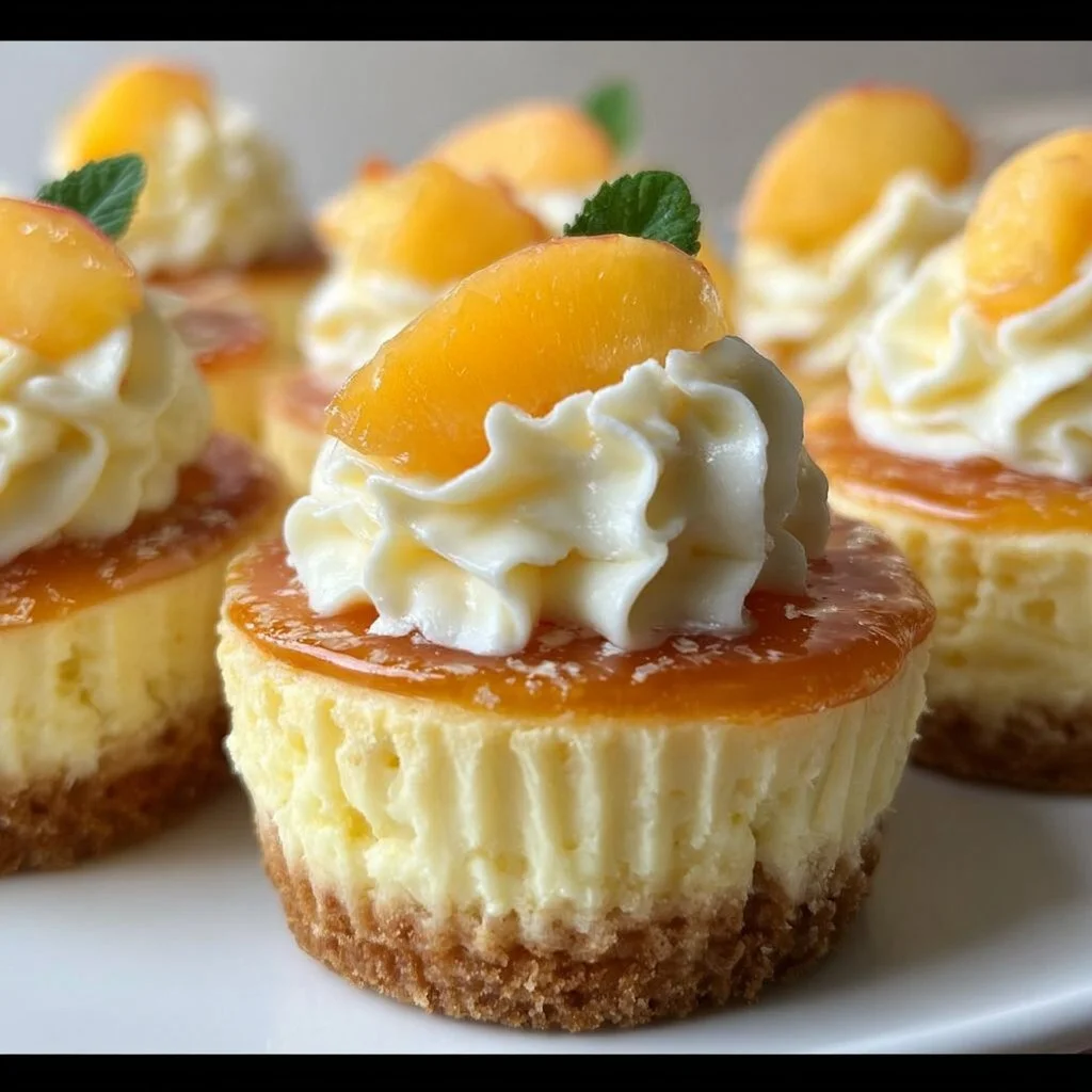 Peach and Honey Cheesecake Cupcakes with creamy frosting and peach topping