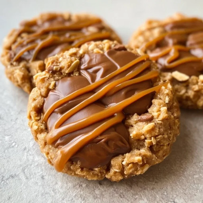 Peanut Butter Chocolate Caramel Cookies on a plate