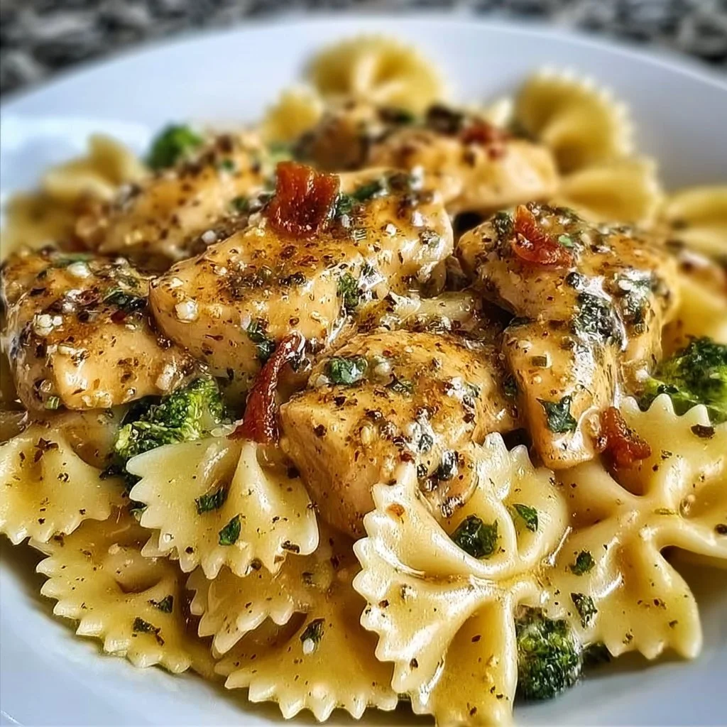 Delicious Cowboy Butter Lemon Bowtie Chicken served on a plate.