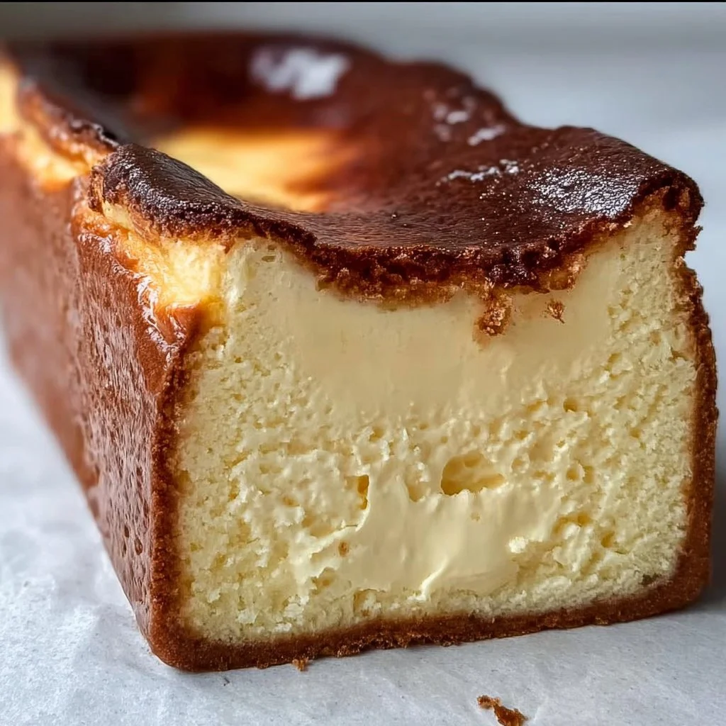 Simple burnt Basque cheesecake in a loaf pan, perfect for desserts