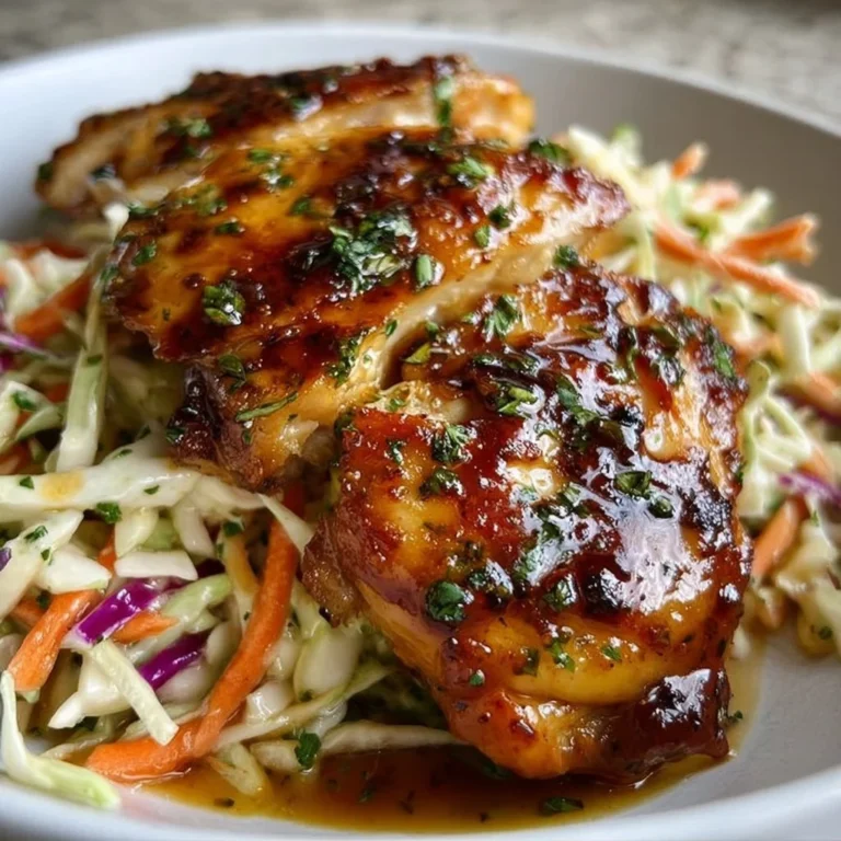 Sticky apple cider chicken served with a side of crisp autumn slaw.