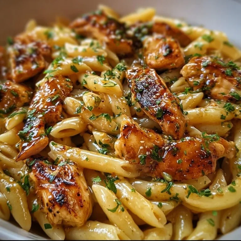 Sticky Smoky Garlic Butter Chicken Pasta with herbs and spices