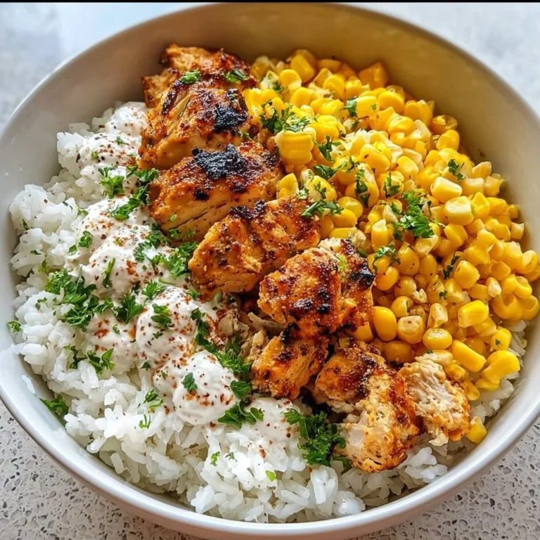 Street Corn Chicken Rice Bowl with vibrant toppings and fresh ingredients