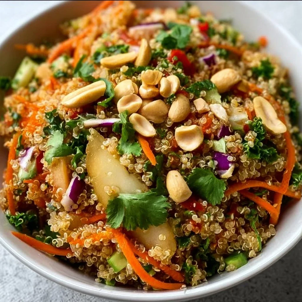 Thai Quinoa Crunch Salad with colorful vegetables and a zesty dressing