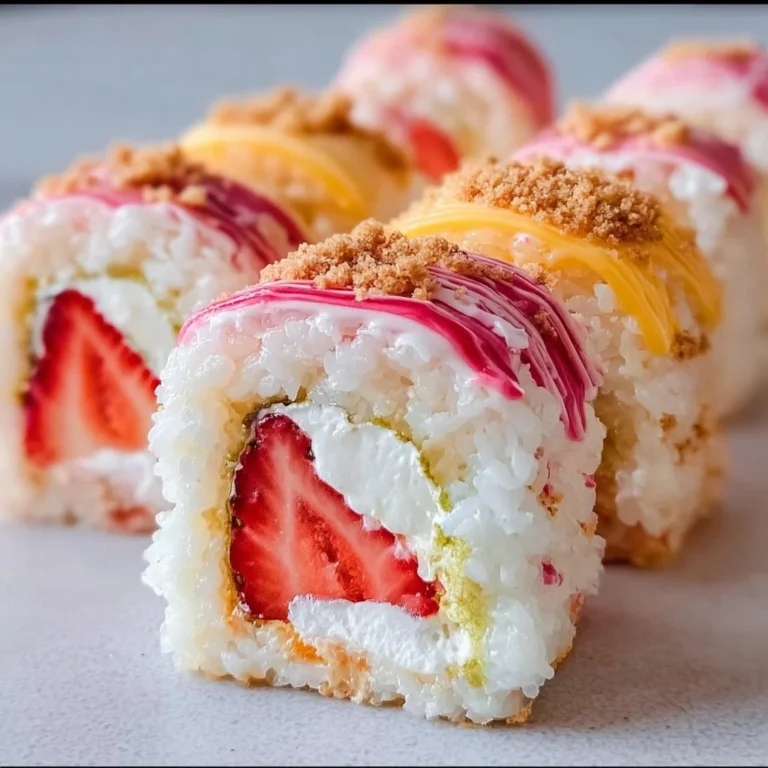 A collection of eye-catching desserts including colorful dessert sushi and sweet snacks.