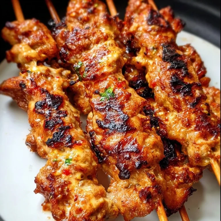 Air Fryer Bang Bang Chicken Skewers ready to serve with spicy sauce