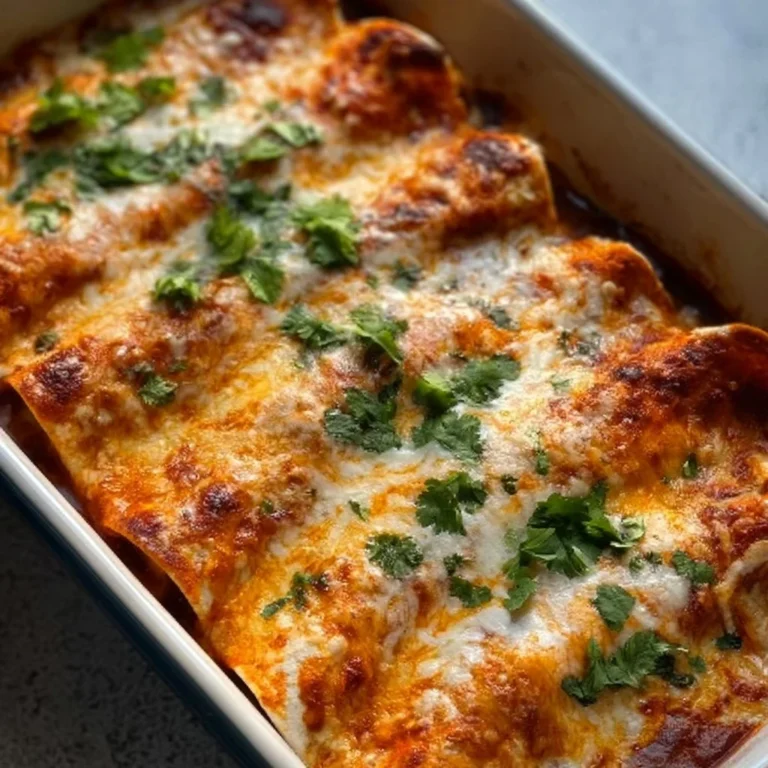 Plate of homemade Bean and Cheese Enchiladas topped with salsa and cheese.